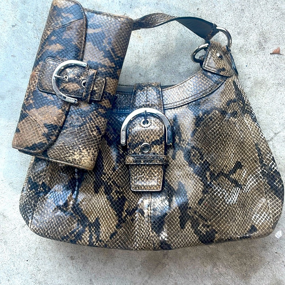 Coach reptile hobo purse and matching wallet